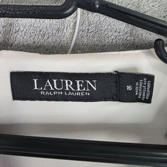 Womens Lauren Ralph Lauren Floral Dress V Neck Short Sleeve Polyester Stretch 16 - Picture 3 of 9